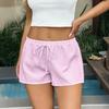 Women Summer Casual Holiday High-Waisted Drawstring Plaid Shorts Pants