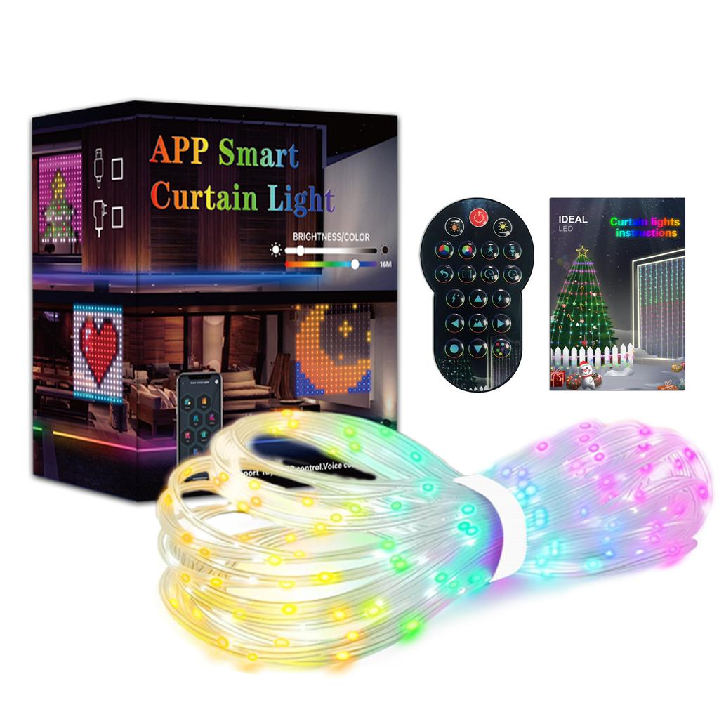 400 LED Smart Curtain Lights USB Curtain String Lights with App Remote Control Music Sync Christmas Curtain String Outdoor Light