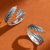 2pcs Vintage Angel Bat Wing Demon Eye Hip Hop Adjustable Couples Rings for Men Women Retro Silver Color Jewelry Party Daily 2