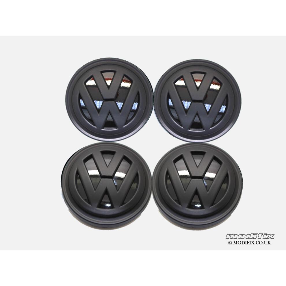 MODIFIX-CO-UK VW Mattschwarze Leichtmetallfelgen-Mittelkappen 4 Stück VW Golf MK7 Passat Tiguan 66mm