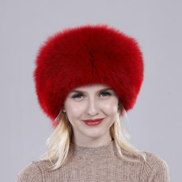 100% Natural real fox fur hat Women cap Thick fur cap Winter warm hat Female fashion for women hat with earmuffs hat