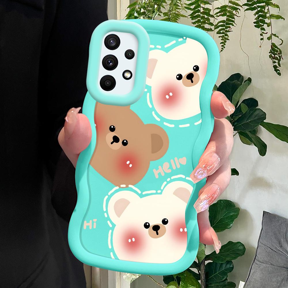 

Окрашенный узор Big Wave Edge Мягкий силиконовый материал Macaron чехол для телефона противоударный защитный резиновый чехол для Samsung Xiaomi Poco Redmi Samsung M04 синий