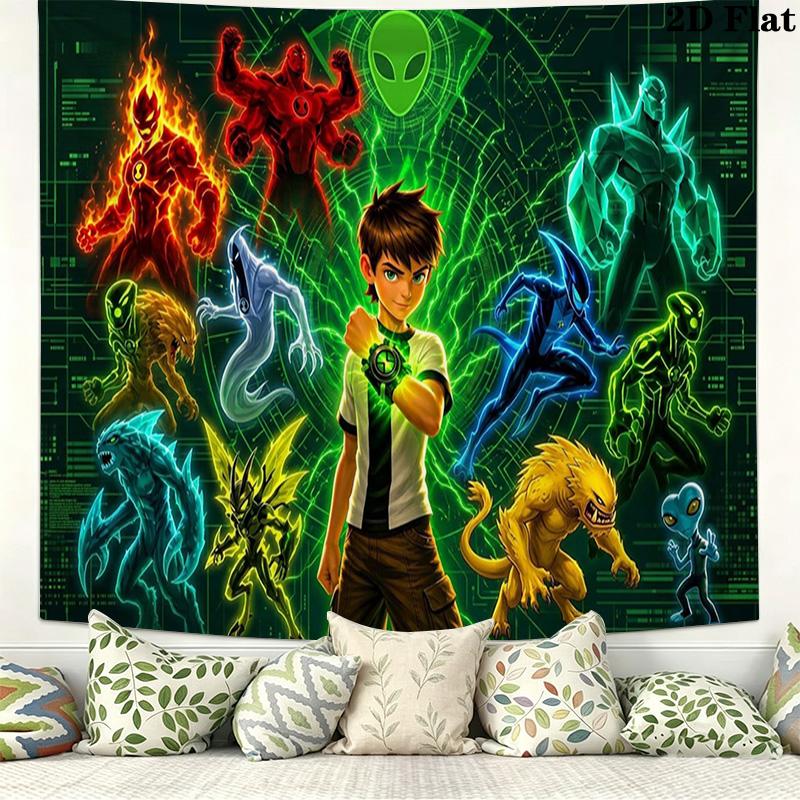 ben 10 Wall Tapestry Aesthetic Wall Hanging Printed Fabric Blanket Decorative Tapestries for Bedroom Living Room Home Decor