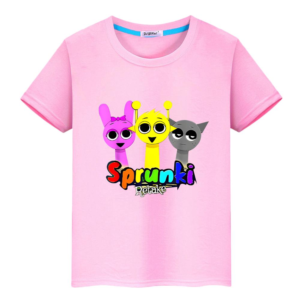 T-Shirt für Kinder Jungen 10 Jahre Print Sprunki 100% Baumwolle Anime Kurze Sprunki Süße Tees Tops Pride T-Shirt Y2K One Piece Mädchen Kleidung