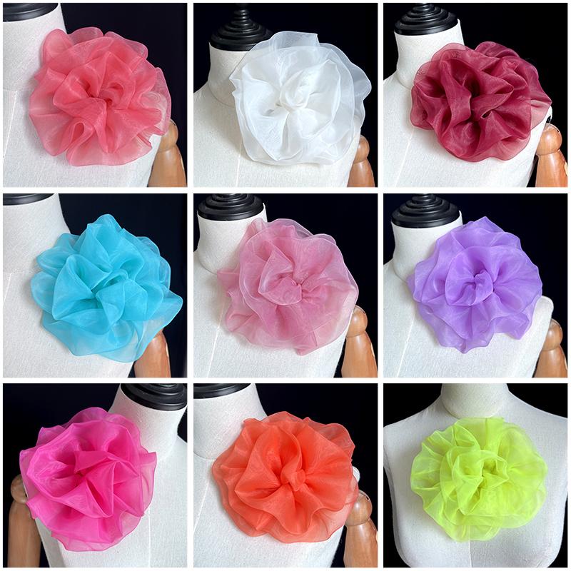 12cm Organza 3D Floral Trim Bridal Dress Applique Embellishment Patches Luxury Crafts Shoe Hat Sweater Dress Clothing Decor