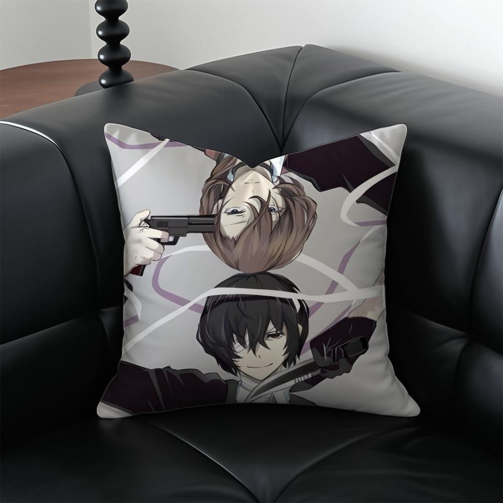 Classic comics BBungo Stray Dogs Cushion Cover Pillow Case Antidustmite Invisible zipper silky plush cushion