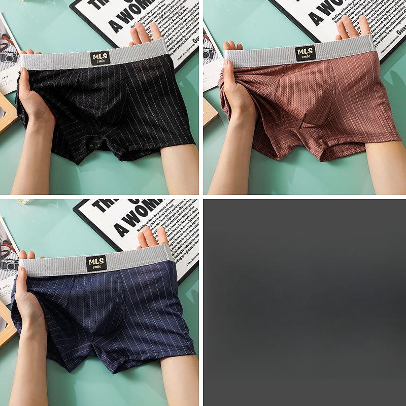 3pcs Summer Mesh Men's Ice Silk Underwear Breathable Quick Drying Men's Flat Underwear Solid Color Square Underwear Boxer Brief