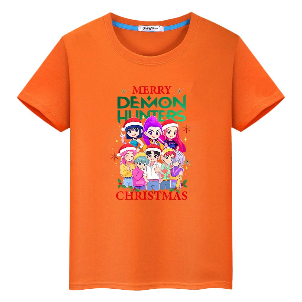 Kpop Demon Hunters Saja Boys Print T Shirt for Kids Boy 10year 100%Cotton Anime Short Christma Tees Cute Tops Y2k Girls Clothes