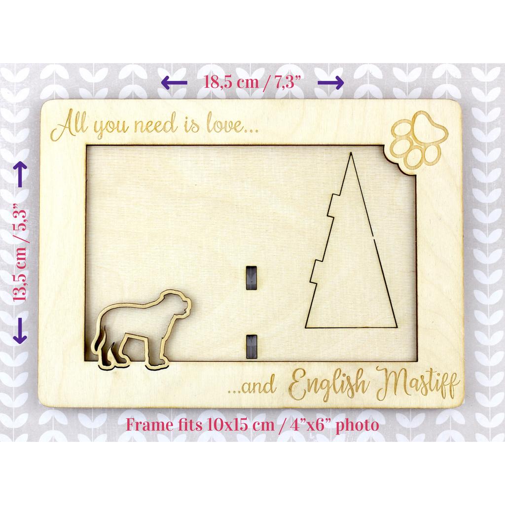 English Mastiff – Photo frame, engraved wooden frame | Art-Dog