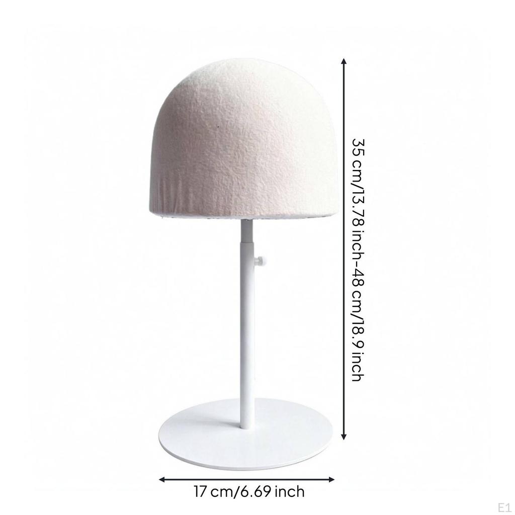 Adjustable Hat Display Stand Metal Support Clothcovered Form White Base