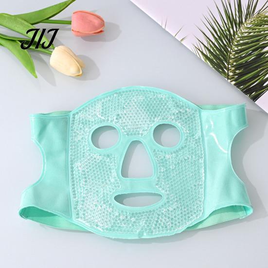 Portable Ice Bead Face Mask Gel Mask, Hot Cold Therapy Eye for Post Reusable Pack Surgery Recovery, 3D Contoured Cooling Heating with Adjustable Strap