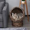 Water Hyacinth Cat Basket With Cushion Cat Bed Pet Bed 50 Cm X 42 Cm X 60 Cm Brown And Beige