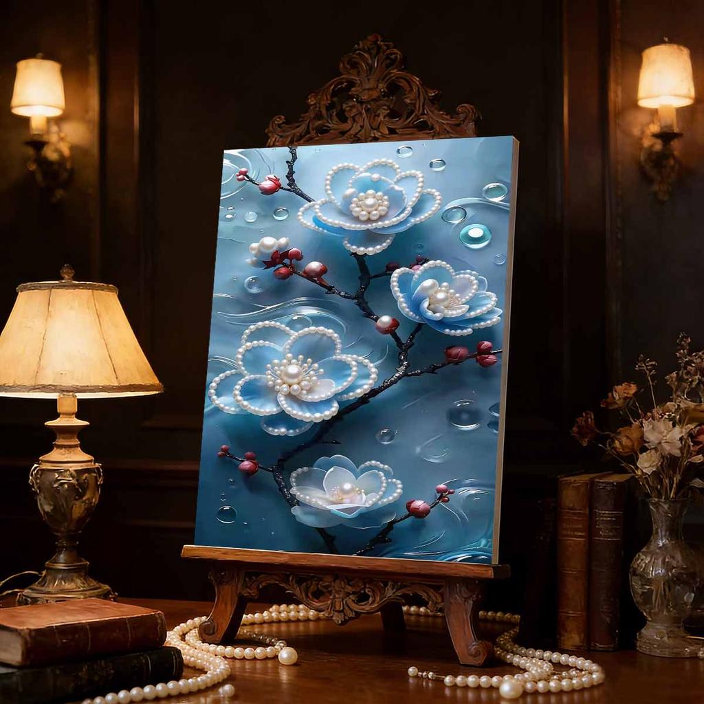 DIY Plum Blossom Pearl Diamond Art Painting Kits for Adults and Beginners,fine View Sparkling Painting Craft Home Wall Decor Handmade Gift