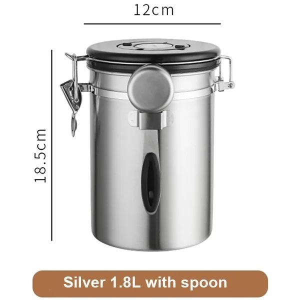 Stainless Steel Coffee Canister Coffee Bean Storage Airtight Containers with Date with Spoon Vent Valve Kitchen Food Storage Jar