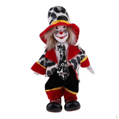 7-Zoll-Clown-Puppe – kann sitzen und stehen, handbemalte Harlekin-Ausstellungsdekoration, Valentin