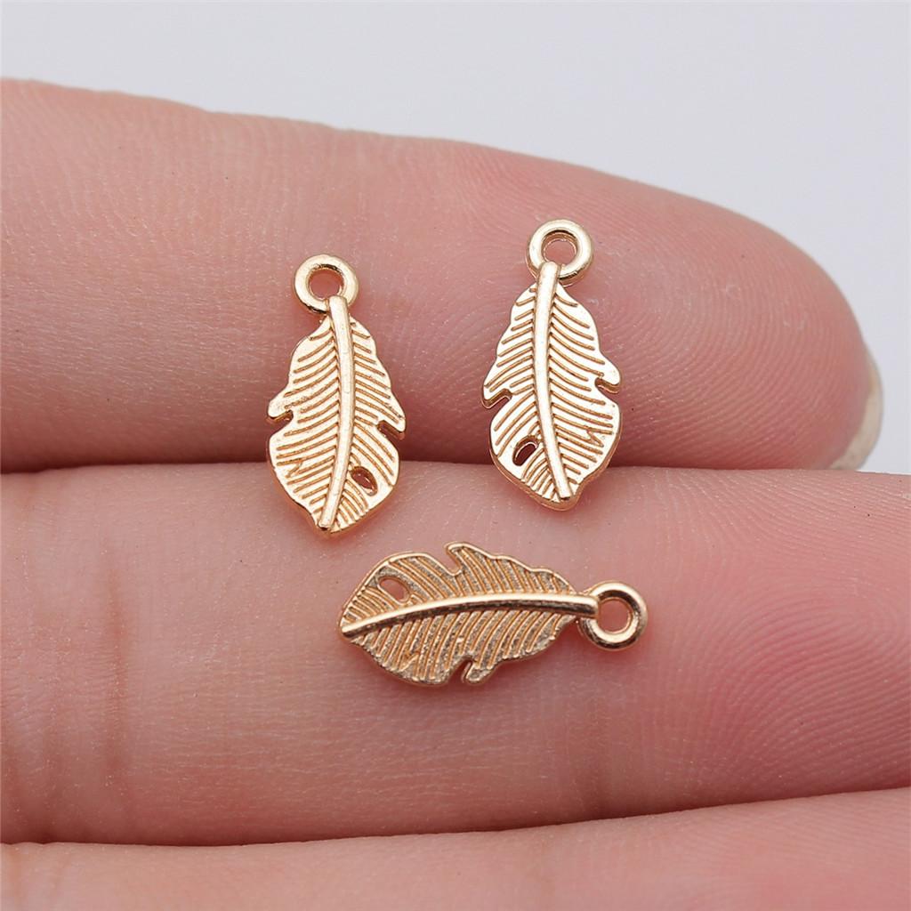 Feathers Leaf Nature Charm Antique Bronze Zinc Alloy Jewelry Making Supplies Bracelet Making Style Pendants