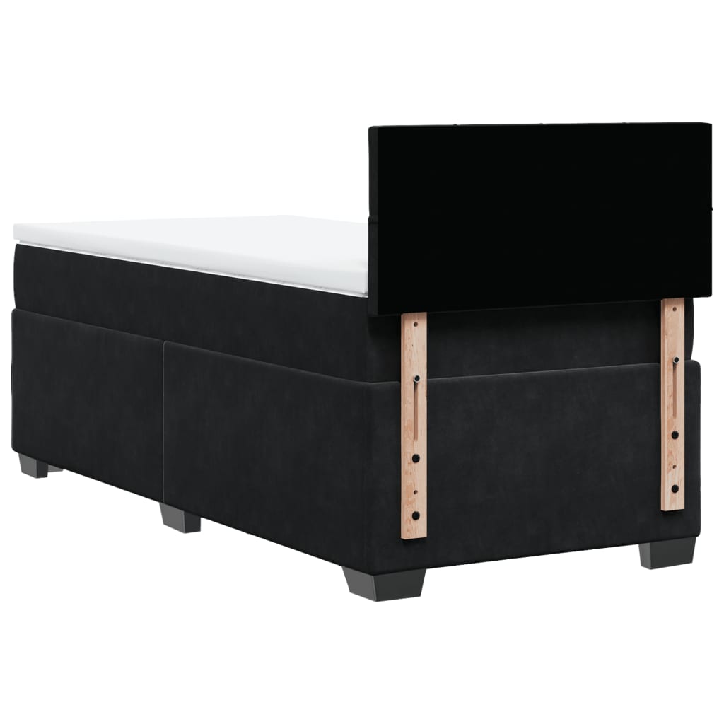 Box Spring Bed with Mattress Black 90 x 190 cm Velvet