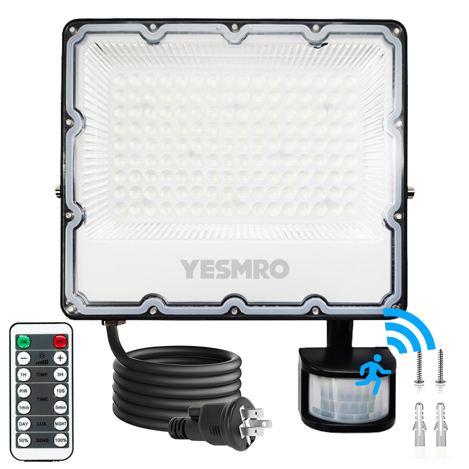 

Outdoor Motion Sensor Light, Security Light, Automatic OnOff, LED Floodlight with Timer Function, Ultra Bright 10,000LM, 6500K, 100W, 144 LED Chips,