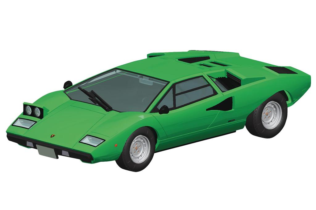 Aoshima Bunka Kyozai Scale The Snap Kit Series Lamborghini Countach LP400 Green Plastic Model Kit 1/32 Pre-Colored 20-D
