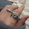 925 Sterling Silver Rings for Women Couple Minimalist Handmade Simple  Retro Yellow Star Ring Fine Jewelry Gift Prevent Allergy
