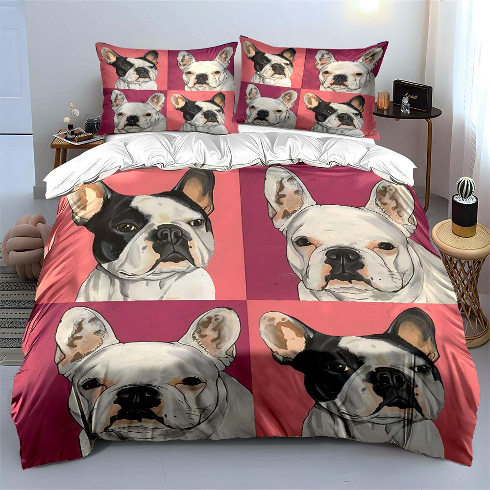 French Bulldog Pop Art Bedding Duvet Cover Set Duvet Cover Pillowcases (1*Duvet Cover 2*Pillowcases, Without Duvet Insert)