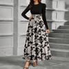 Elegant Long Sleeve Maxi Dress for Women, Floral Print High Waist A-Line Casual Party Dress, Comfortable Fit, Stylish Design