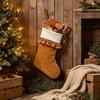 Festive Fireplace Mantle Decor Large Ruffled Cuff Christmas Stockings, Thick Xmas Gift Sack with Hanging Small Candy Pouches for Rope, Present