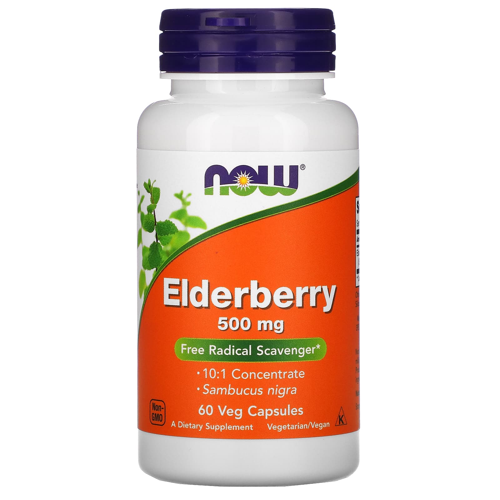 

NOW Foods, Elderberry, 500 mg, 60 Veggie Capsules
