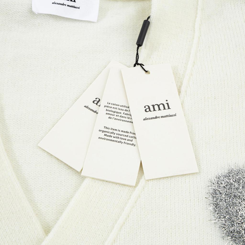AMI New Autumn and Winter Silver Love Alpaca Wool Blend Soft and Sticky Couple Cardigan Knitted Sweater