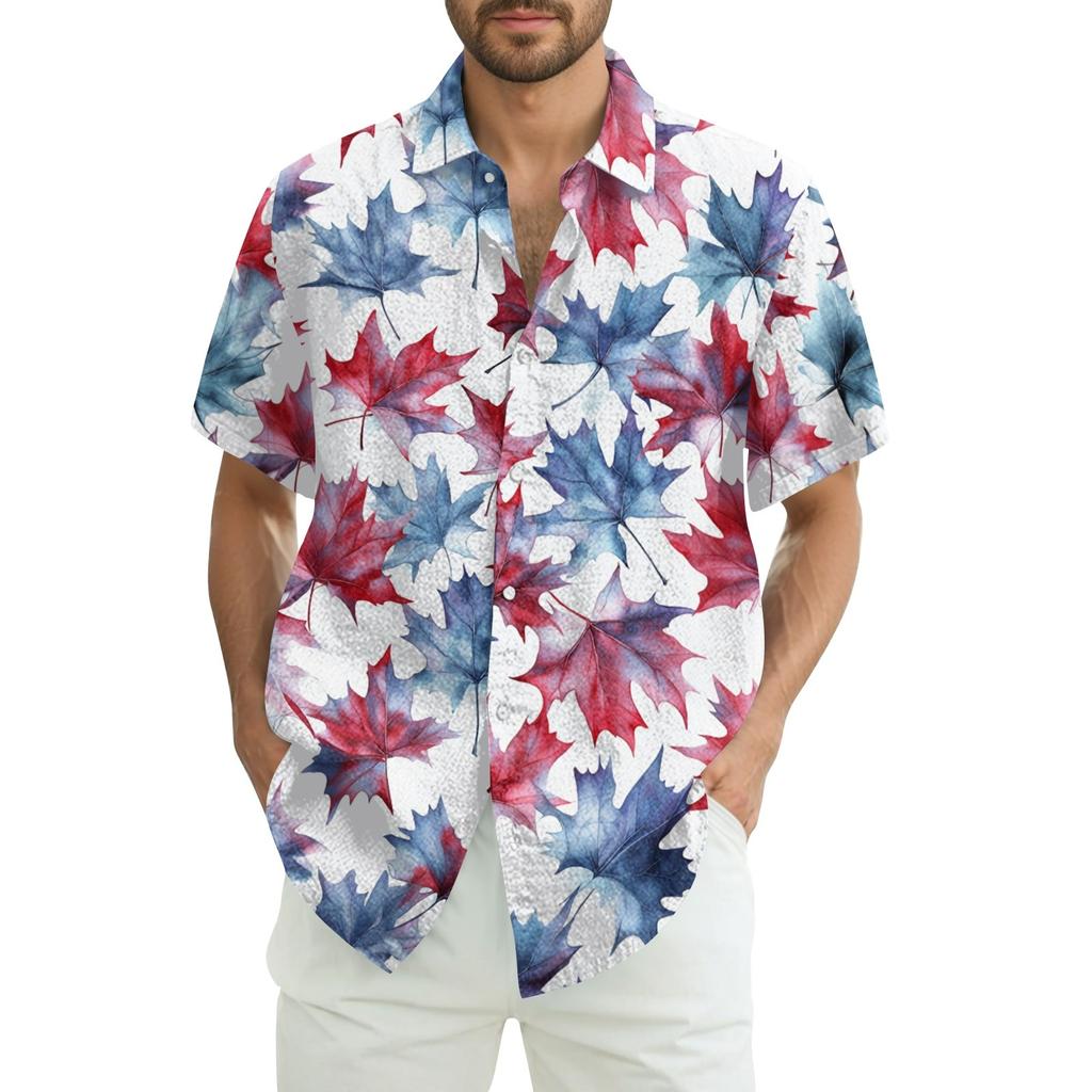 Men's Fashion Casual Loose Hawaiian Print Short-sleeved Shirt