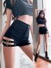 European & American High-Waisted Lace-Up Hollow Sexy Hot Pants