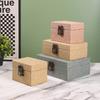Convenient Travel Storage Box Wicker Pattern Jewelry Presentation Case Multi Functional Wooden Earrings Necklaces Holder