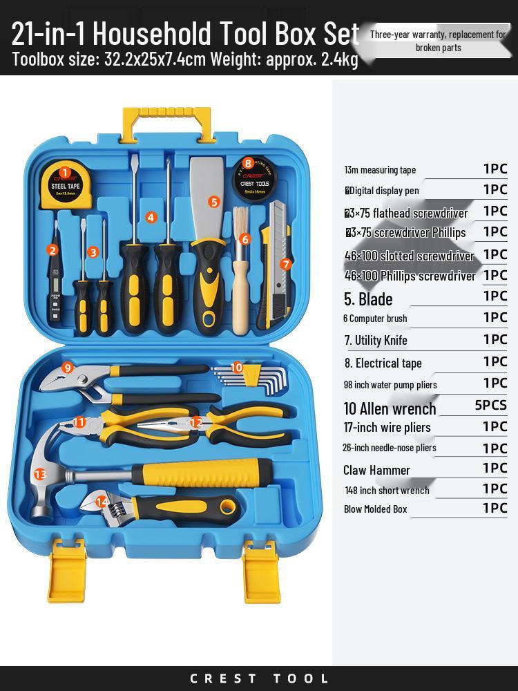 Comprehensive Home Repair Tool Kit: Pliers, Hammer, Wrench, Combination Set.
