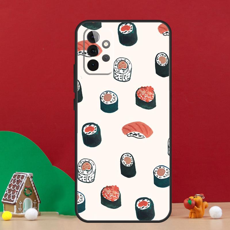 Kawaii Sushi Pattern Case For Samsung Galaxy A17 A06 A16 A56 A36 A54 A34 A14 A52 A32 A13 A23 A33 A53 A15 A35 A55