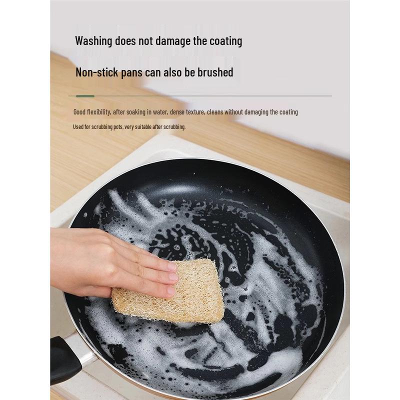 Loofah Dishcloth: Eco-Friendly Kitchen Scrubbing Pad for Non-Stick Pots and Oil Stain Removal Loofah Pulp - Single Layer