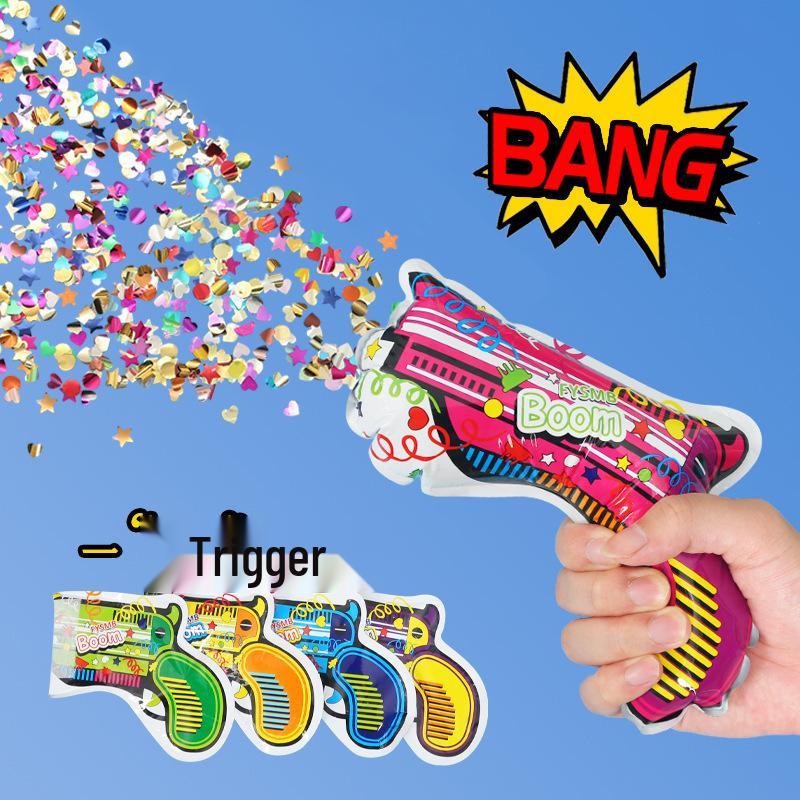 New Year Inflatable Firework Spray Gun - Handheld Party and Wedding Prop Gift for Kids