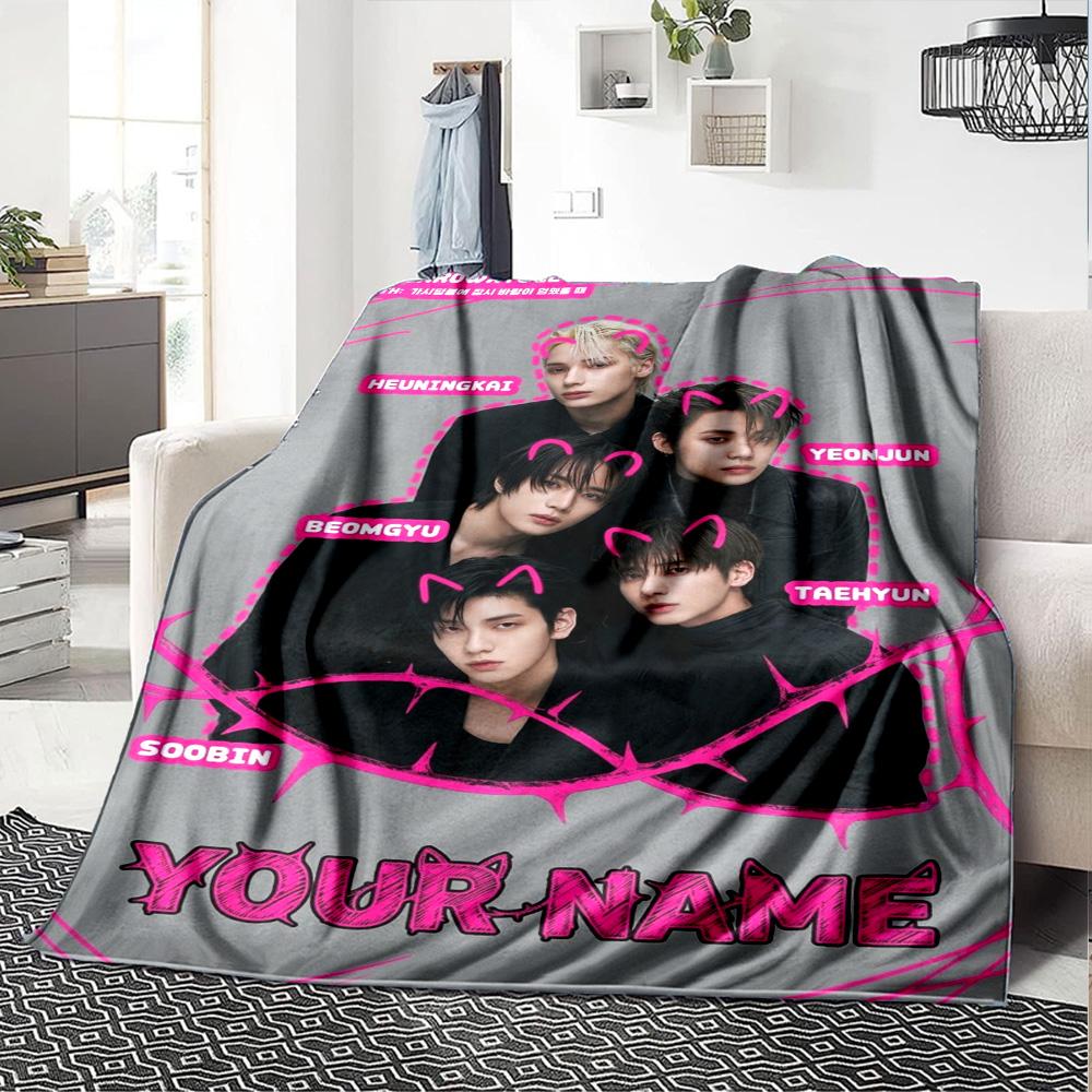 Name Custom TXT Print Flannel Blanket High Quality Warm Comfortable Cover for All Seasons Perfect for Gifts Home Decor