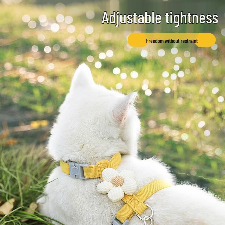 Cat Leash with Floral Adjustable Escape-Proof Harness for Outdoor Walks - Newcomer Discount: 5 Yuan