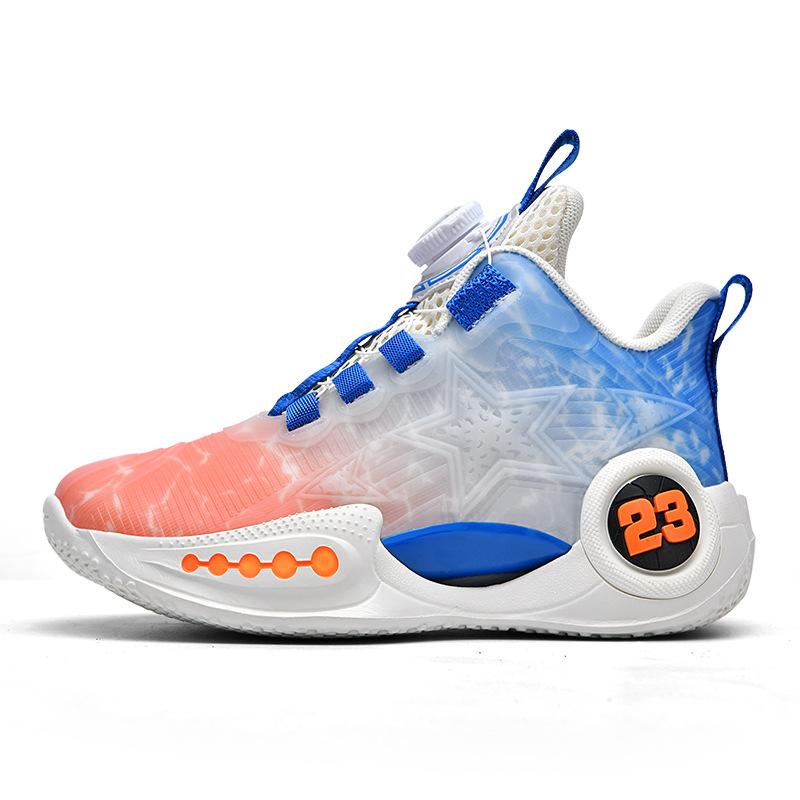New Girls Flick Shock Absorption Classmates Boys Rotating Buckle Luminous Fashion Leisure Sports Children's Basketball Shoes