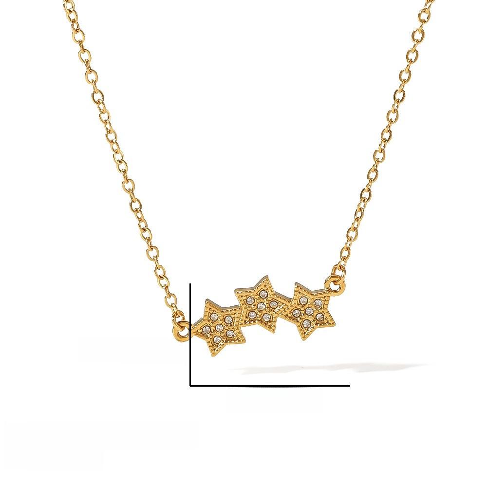 Titanium Steel Star And Moon Pendant Necklace With Stones For Womens Fashion Jewelry