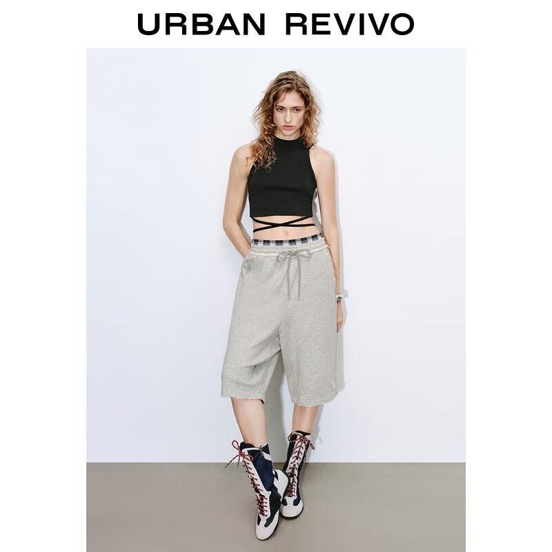 

UR 2025 Летние женские укороченные брюки широкого кроя на кулиске в клетку пэчворк L (XL-XXL)