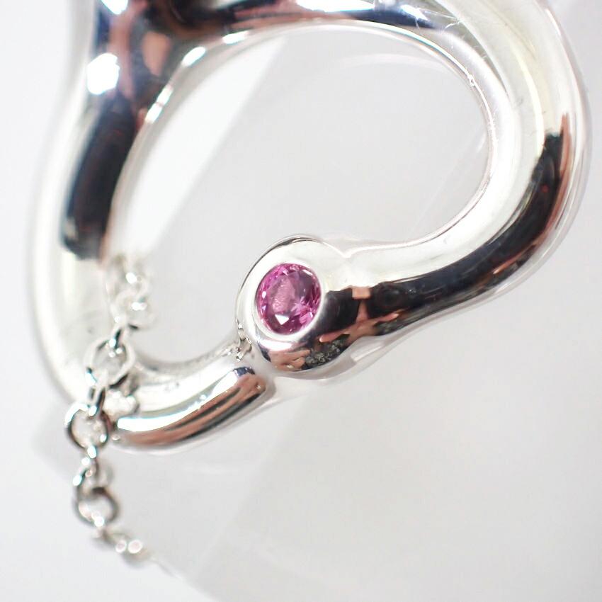 [Pre-owned] TIFFANY 925 Pink Sapphire Open Heart Pendant/Necklace/j60-8