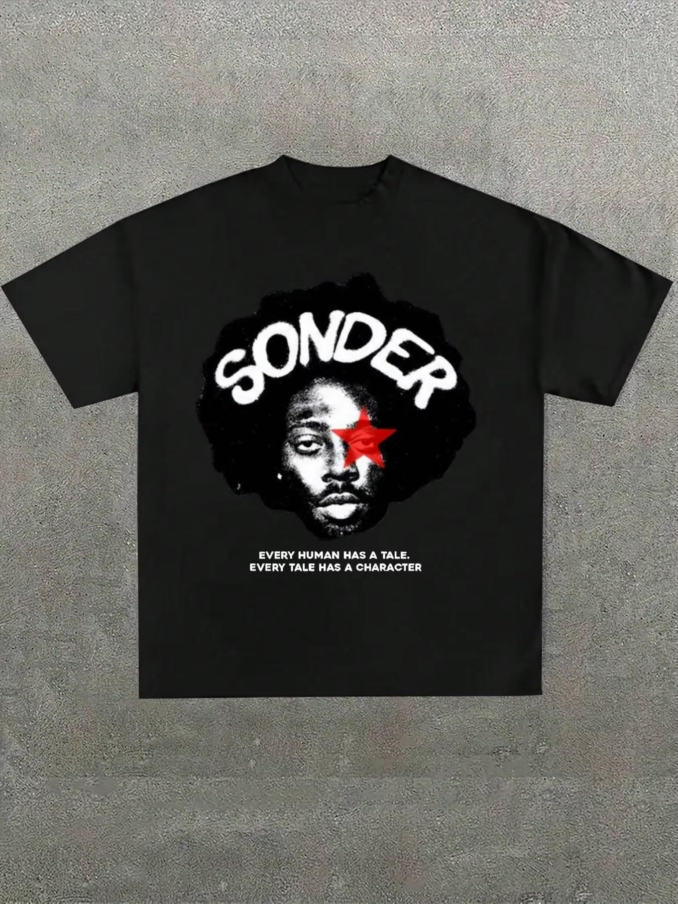 

Sonder Brent Faiya.Z Casual Print Summer T-shirt Comfortable And Versatile Letter Pattern Cotton Tee Casual Retro Y2K Tee Tops 3XL