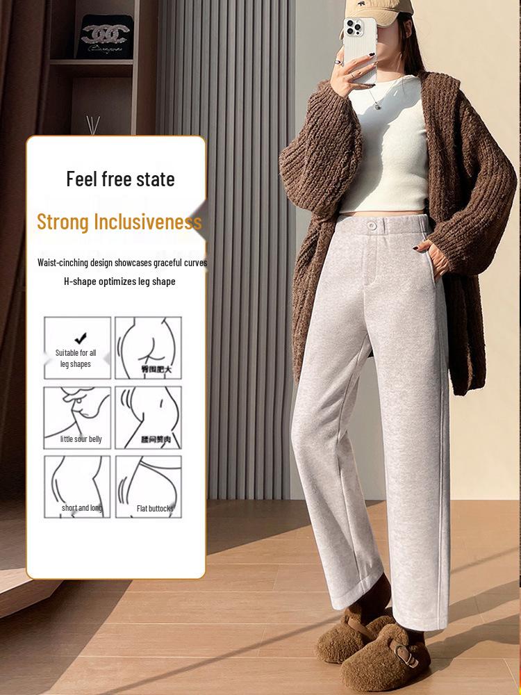 Pantaloni Harem Skinny da Donna a Vita Alta in Lana, con Velluto Interno, Ispessiti, Corti 8/9, Pantaloni Versatili per Completo Autunno/Inverno.