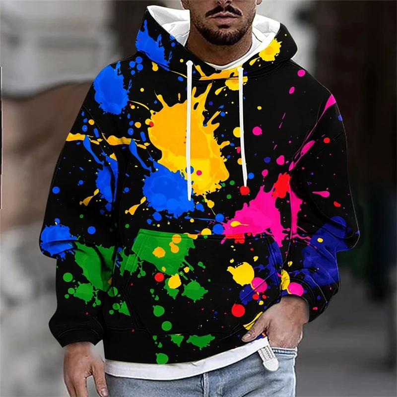 Nuove Felpe con Cappuccio Grafiche 3D Unisex Uomo Colorate Pittura Stile Astratto Fresco Modello Stampato Felpa Casual Felpa Trendy Top per Uso Quotidiano
