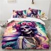 Rose Skull Duvet Cover Set Twin Single Size Halloween Bedding Set Teen Adult Kids Children Bed Linen Qulit Cover Pink Spider
