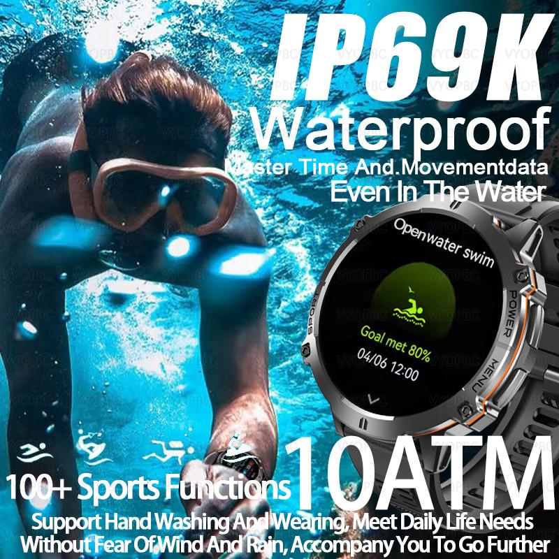Outdoor Sports Smartwatch 1000mAh Battery 1.73-inch AMOLED Screen Men's Watch Compass 10ATM Waterproof Bluetooth Call Smartwatch