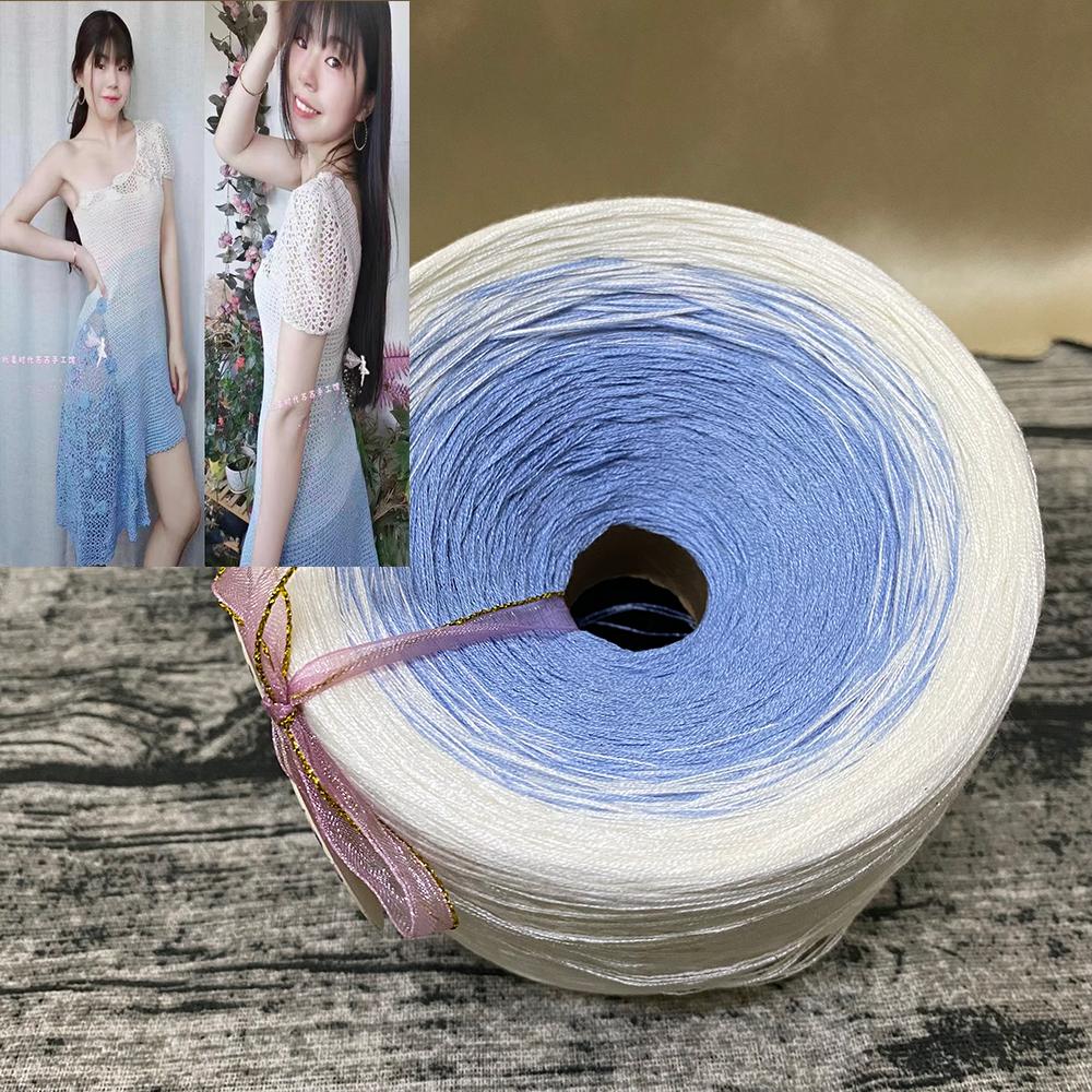 300g Pure Cotton Cake Thread Gradient Long Section Dyed No. 8 Lace Thread for DIY Hand-knitted Shawl Short-sleeved Skirt Blanket