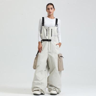 Winddichter und wasserdichter Unisex-Ski-Arbeitsoverall mit großen Taschen – weites Bein, Damen-Winterstil