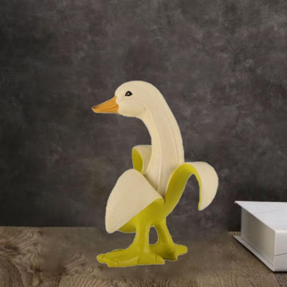 Cute Banana Duck Figurines Resin Animal Ornaments Fashion Cartoon Banana Duck  Birthday Gift